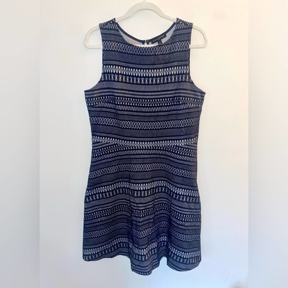 Banana republic fit and flare textured blue dress size 14